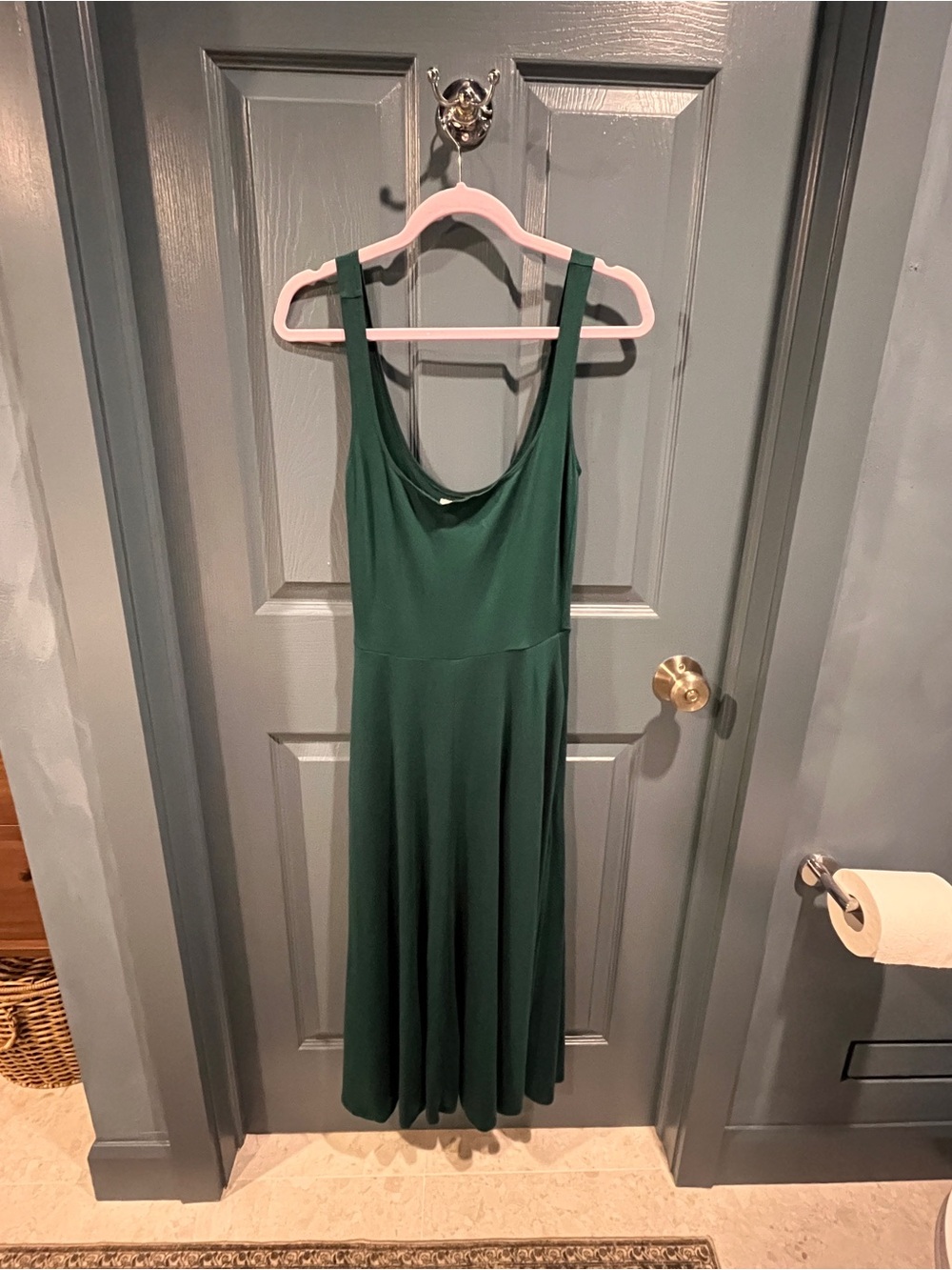 Reformation Deep Green Midi Dress with Pockets